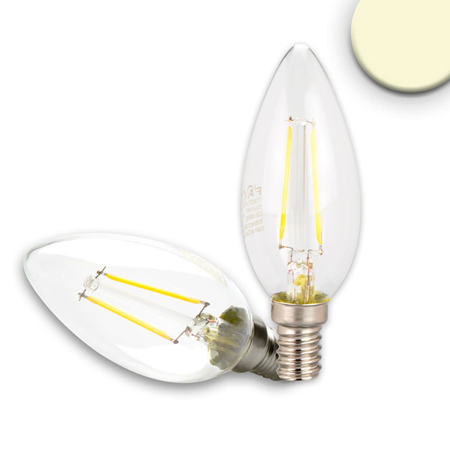 E14 LED Kerze, 2W, klar, warmweiß, dimmbar