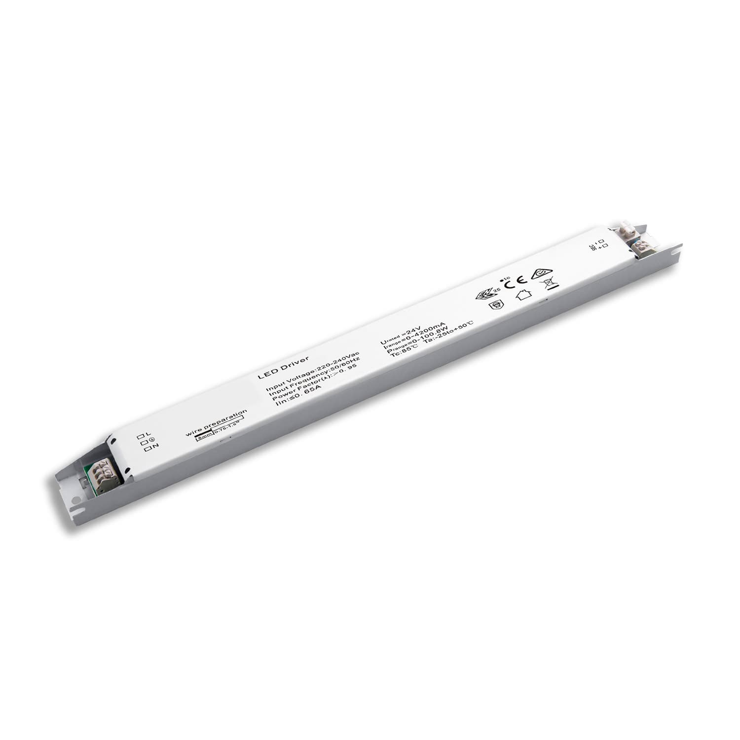 LED Leuchten-Trafo 24V/DC, 0-100W, SELV, flach, schmal