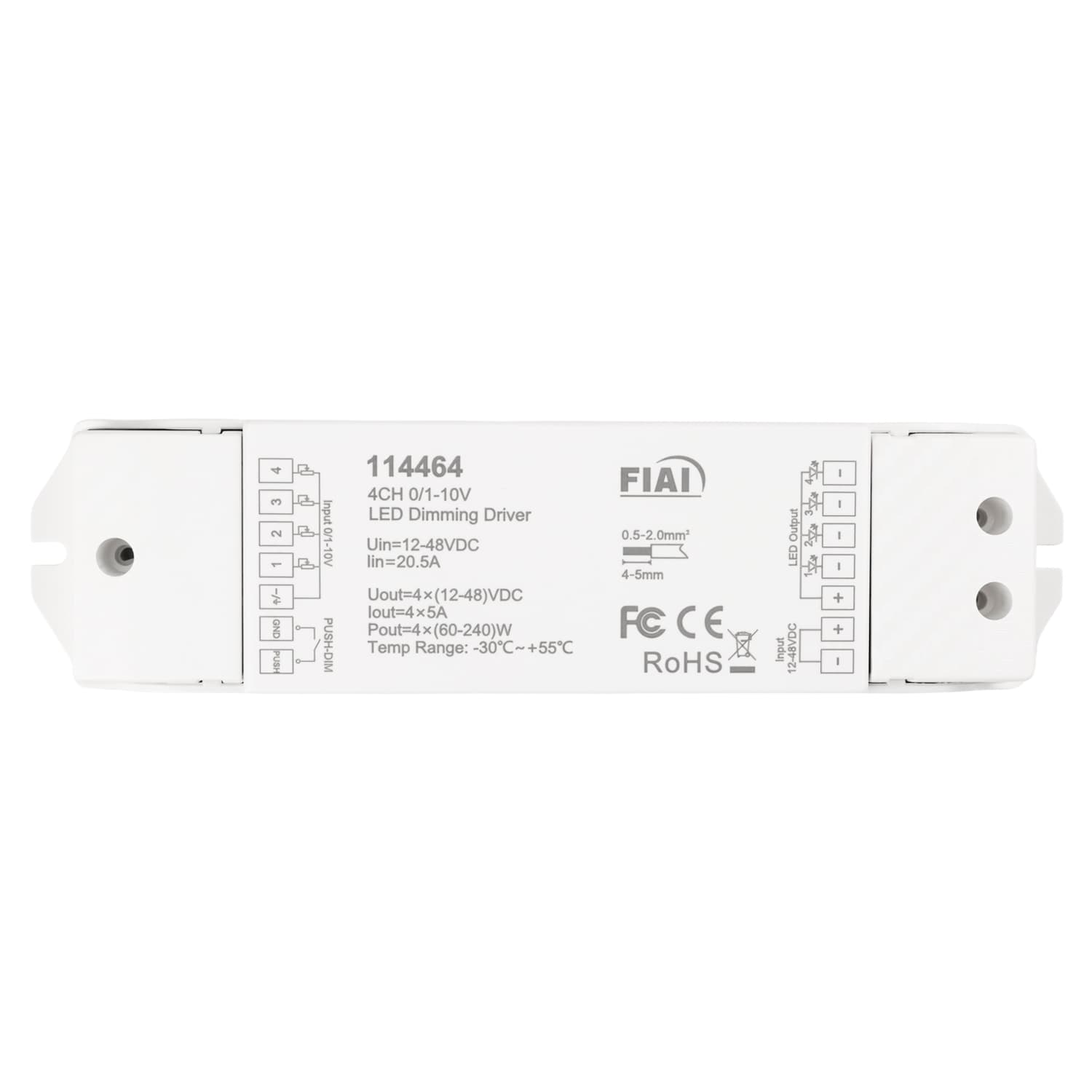 1xPush / 4x1-10V Input zu 4 Kanal PWM Output, 12-48V DC 4x5A