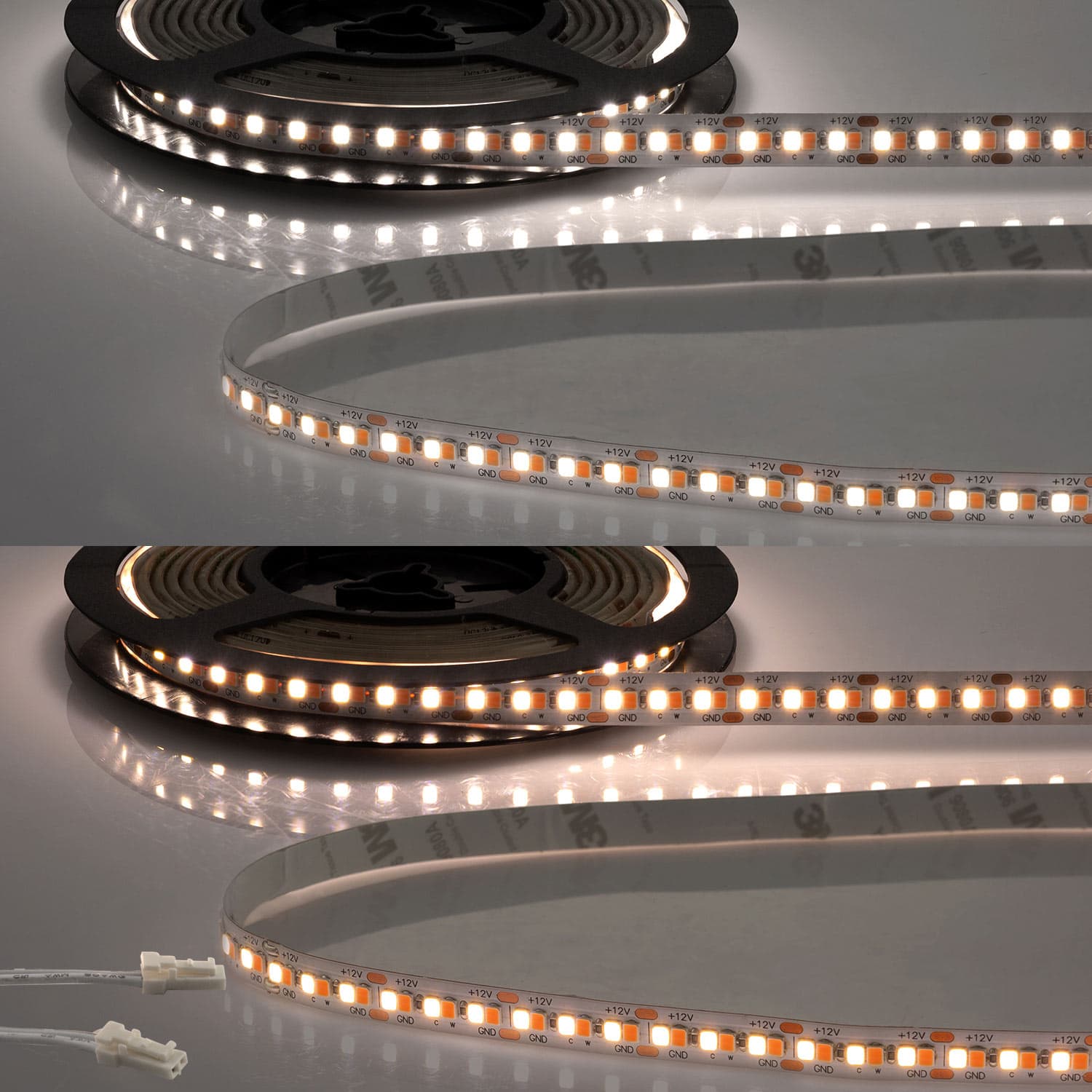 LED CRI919/940 MiniAMP CCT Flexband, 12V DC, 15W, IP20, 120cm, 2 polig, Kabel mit Stecker, 240 LED/m