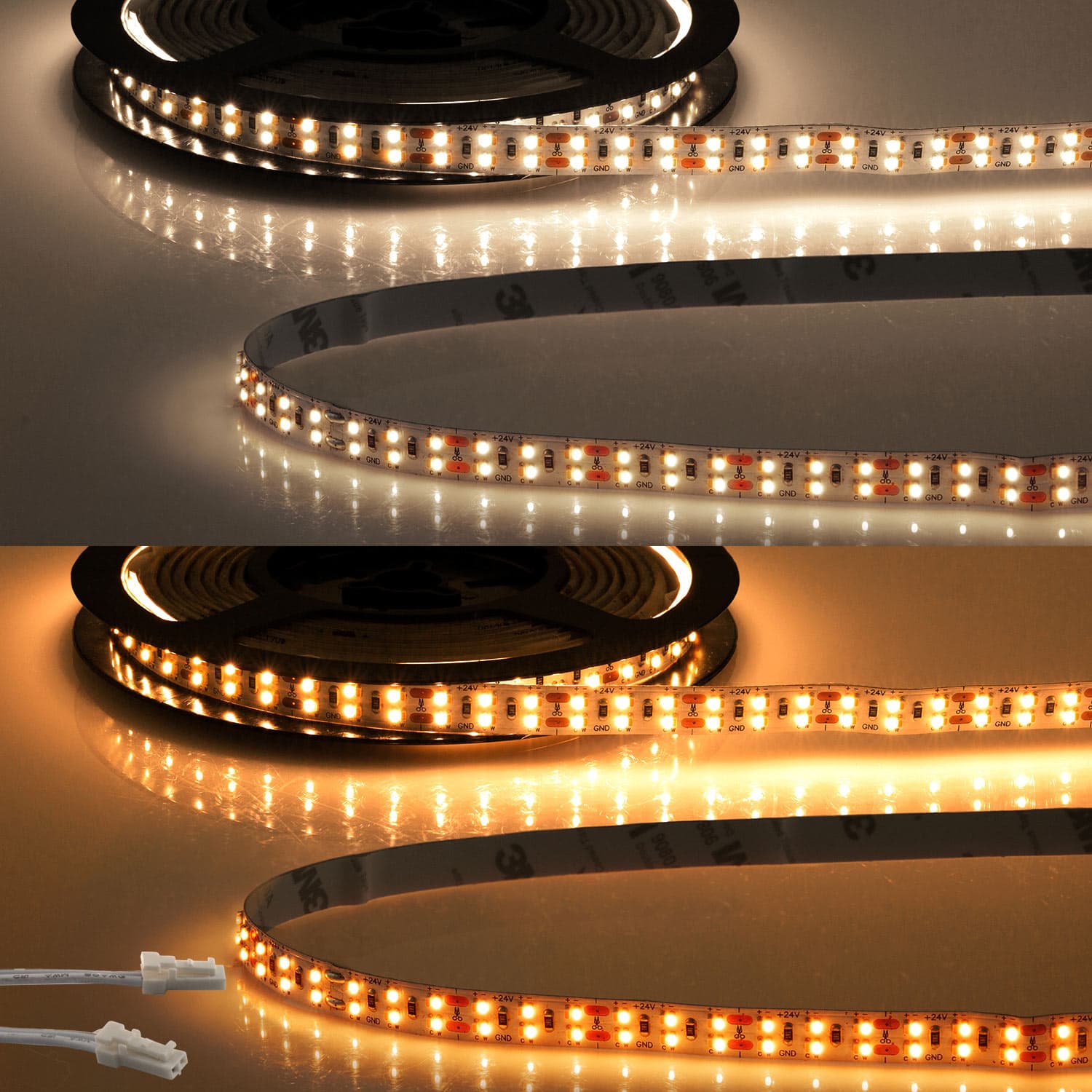 LED CRI919/940 MiniAMP CCT Flexband, 24V DC, 21W, IP20, 500cm, 2 polig, Kabel mit Stecker, 480 LED/m