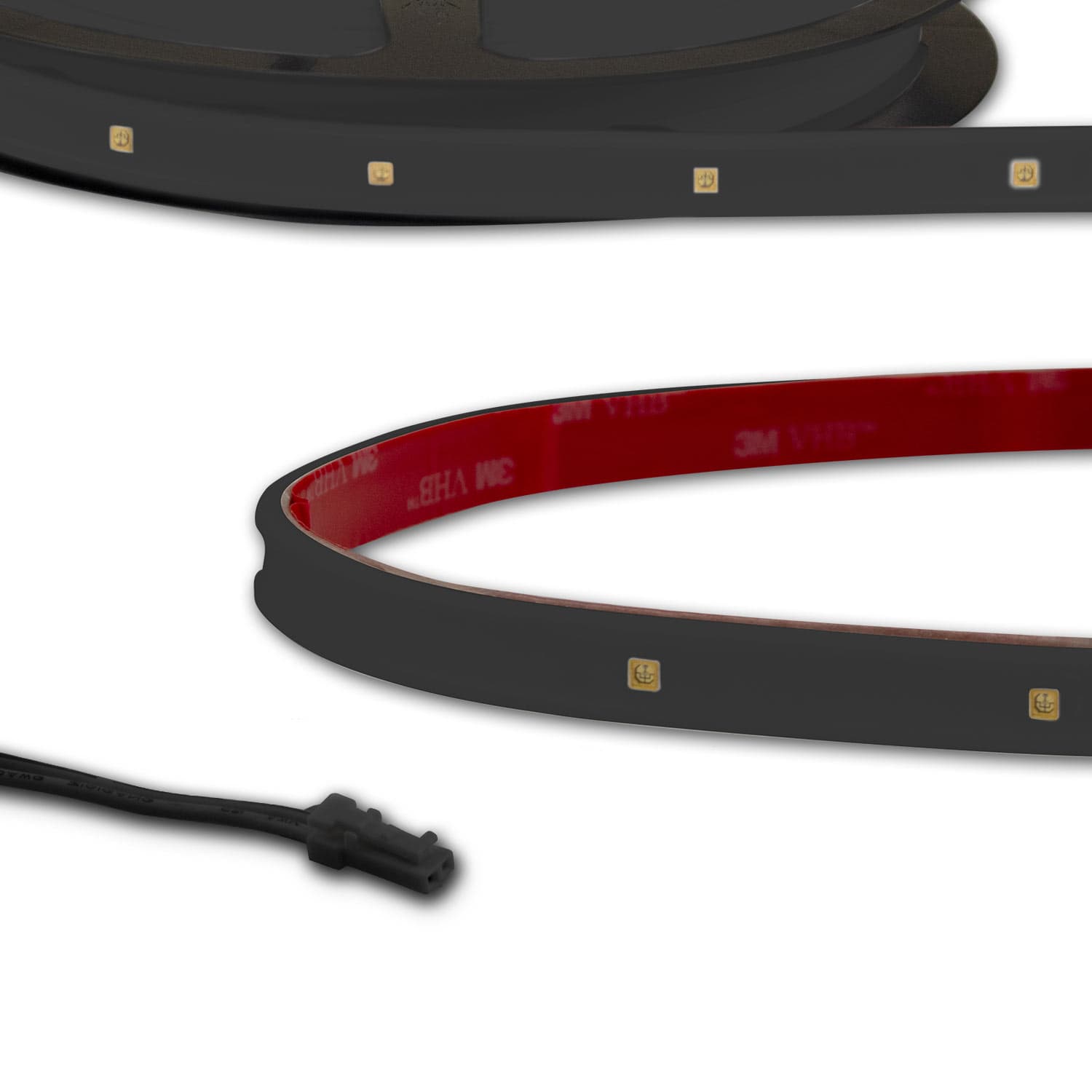 LED UV-C MiniAMP Flexband 270nm, 12V DC, 12W, IP54, 116cm, schwarz, eins. Kabel + malePlug, 24 LED/m