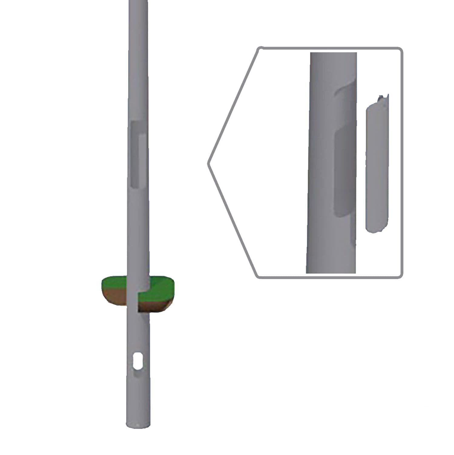 Flutlichtmast konisch mit Traverse für 4+2 Fluter, Stahl verzinkt, Höhe über Boden 15m