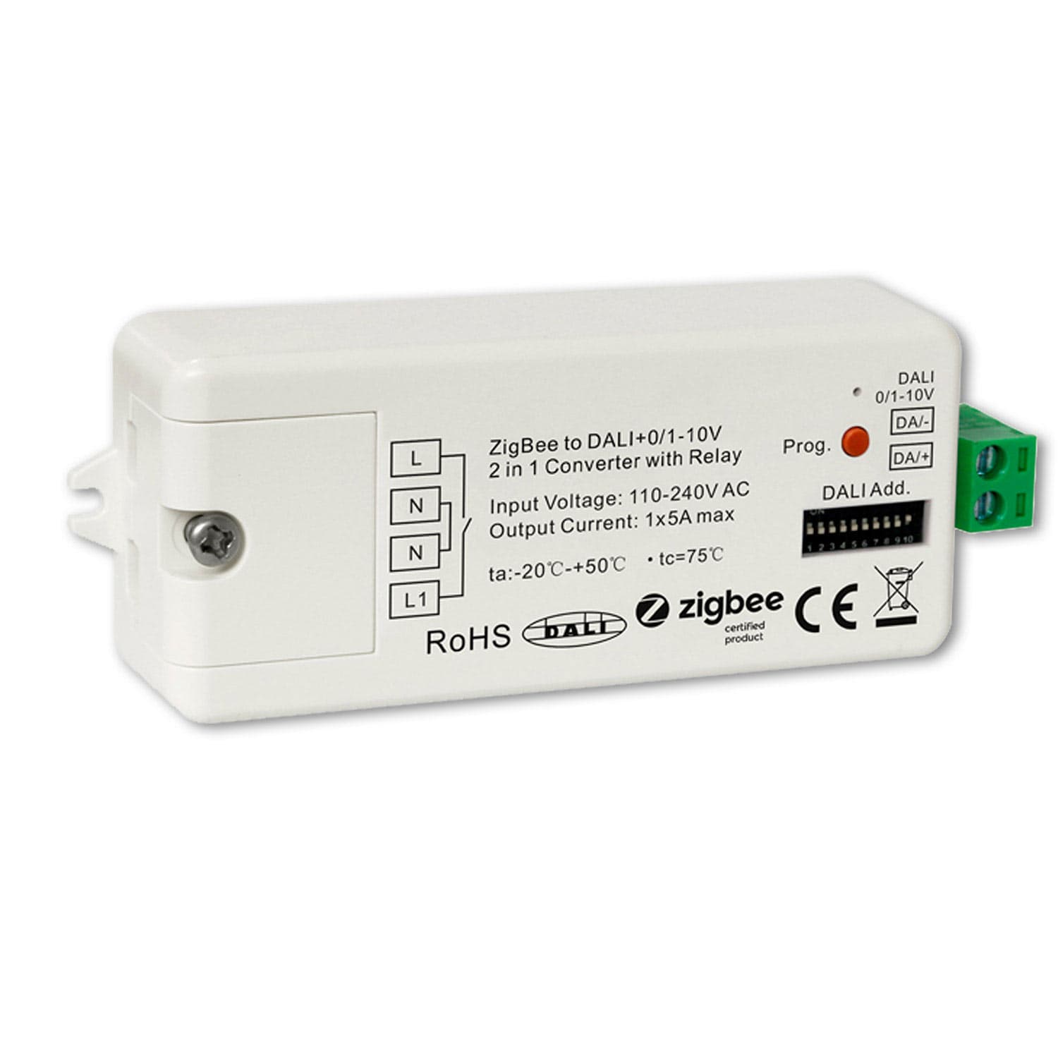 ZIGBEE auf DALI DT6/DT8 oder 0/1-10V Signal Konverter + 5A Schaltrelais, 110-240V AC