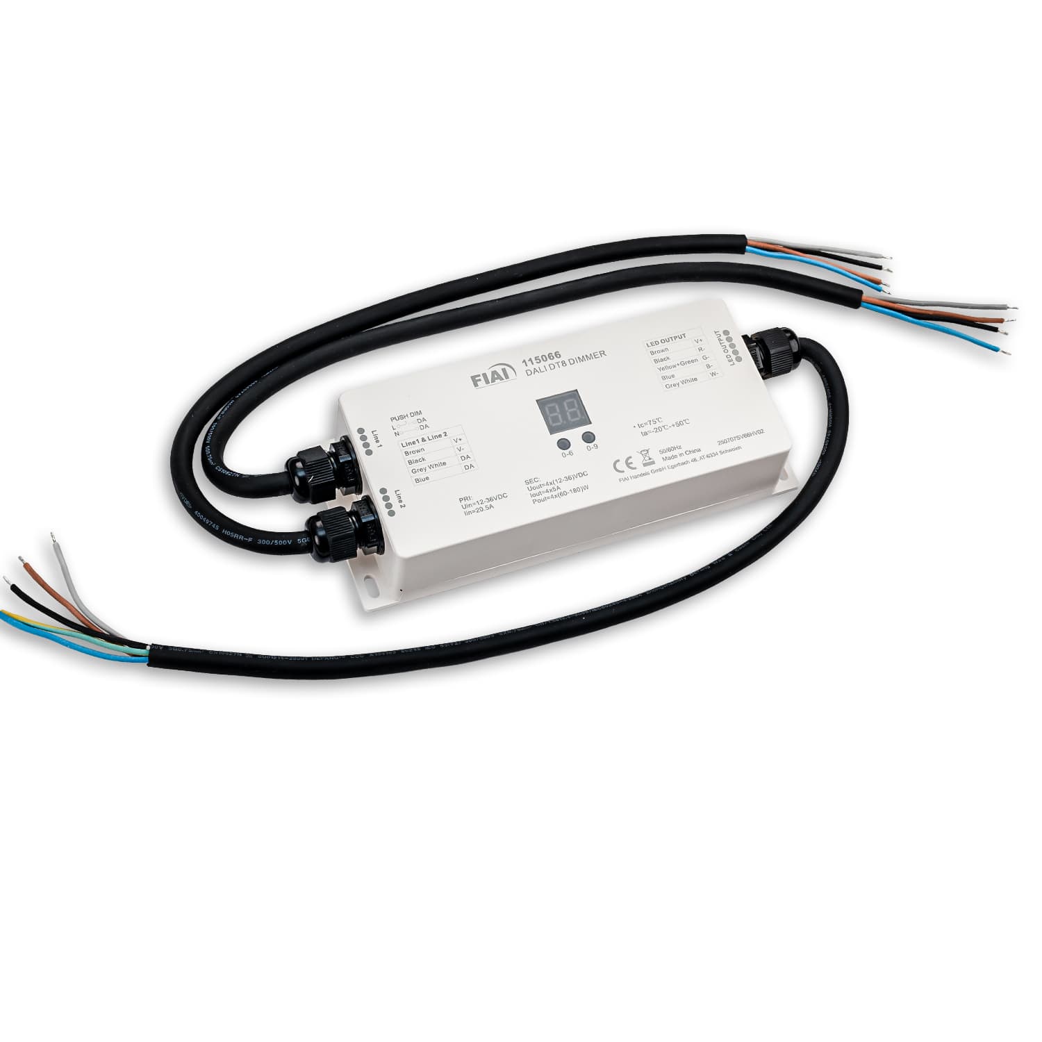 DALI DT8 1 Adresse Universal Push-Dim PWM-Dimmer IP67, 4 Kanal, 12-36V 4x5A