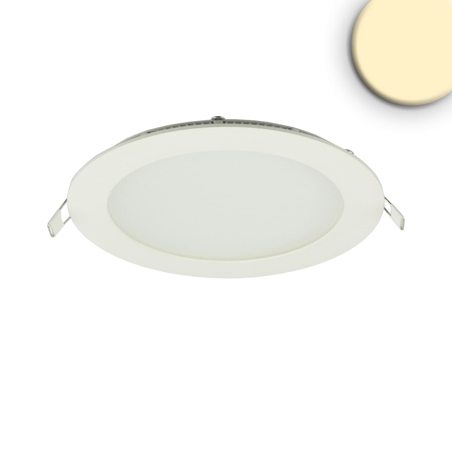 LED Downlight, 12W, rund, ultraflach, blendungsreduziert, weiß, warmweiß, dimmbar CRI90