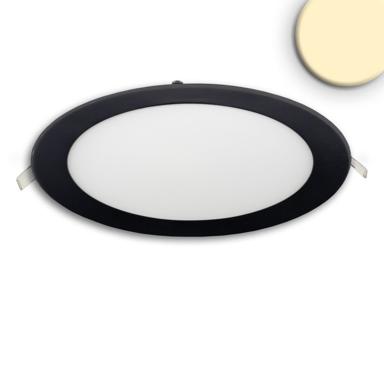 LED Downlight, 18W, rund, ultraflach, blendungsreduziert, schwarz, warmweiß, CRI90