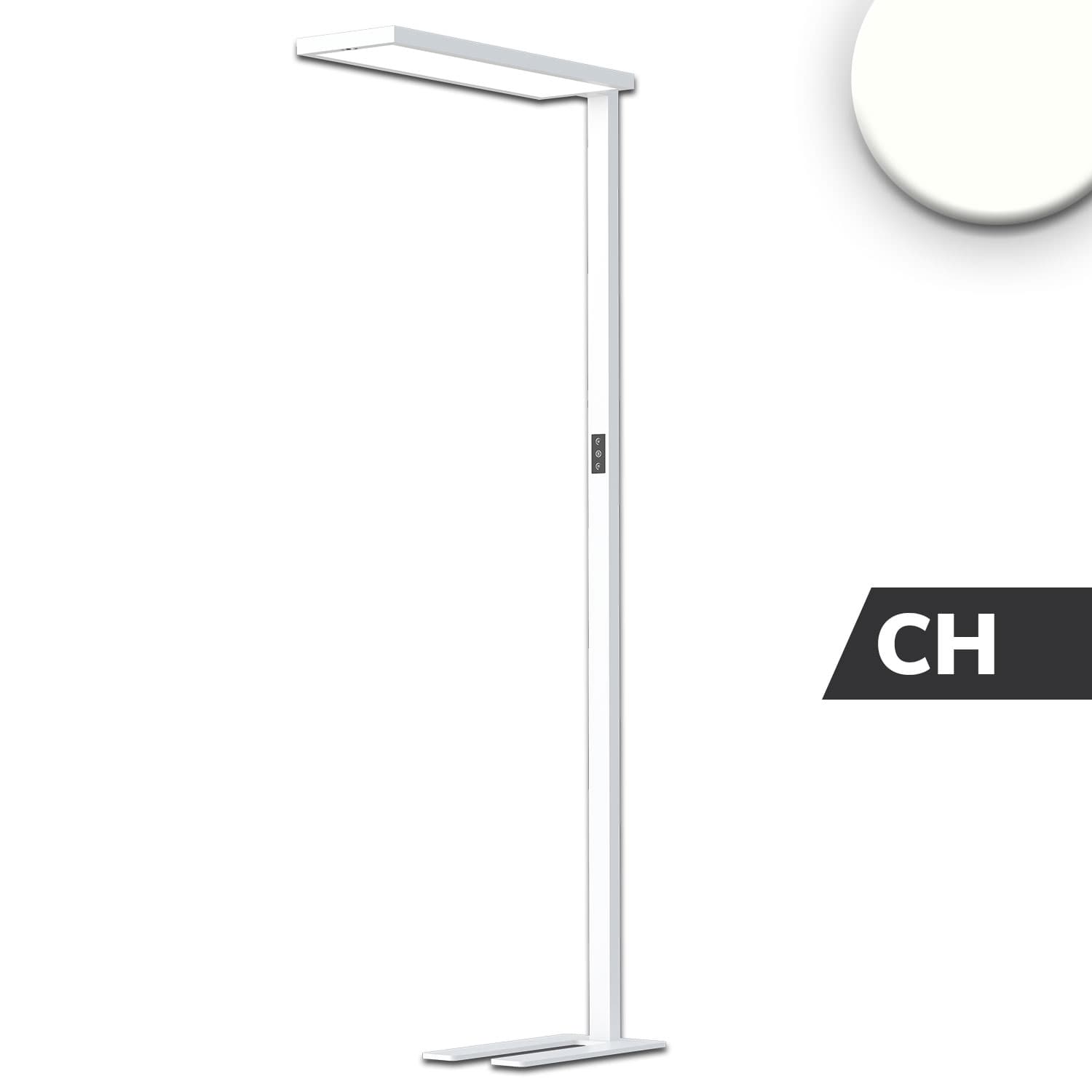 LED Office Pro Stehleuchte Up&Down, 80W+20W, silber, UGR<19, neutralweiß, Touch-Dimm, CH-Stecker
