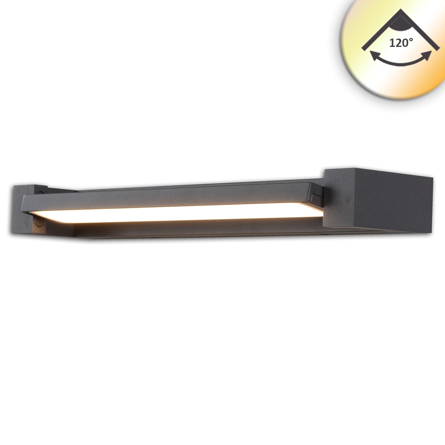 LED Wandlampe schwenkbar, 700mm, 20W, schwarz, ColorSwitch 2700|3000|4000K