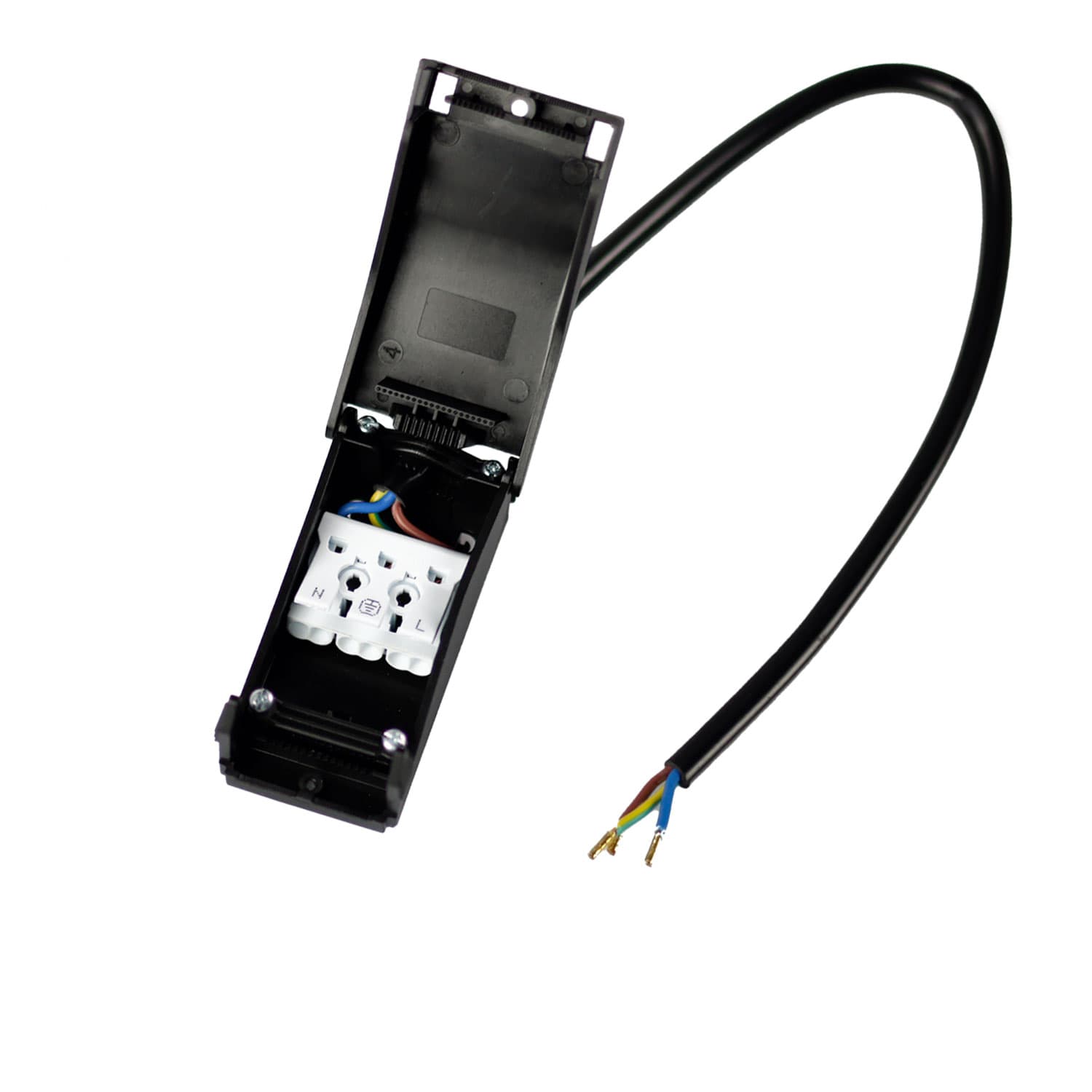 Anschlussbox 2x3-polig, 0,5-2,5mm², max. 450V/16A zur Durchverkabelung, mit 30cm Anschlussleitung