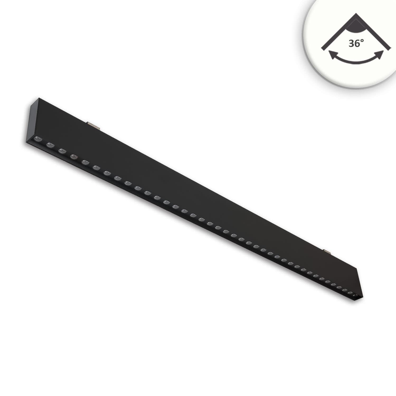LED Hängeleuchte Raster UGR<19, 36°, 120cm, schwarz, 30W, 4000K, DALI dimmbar