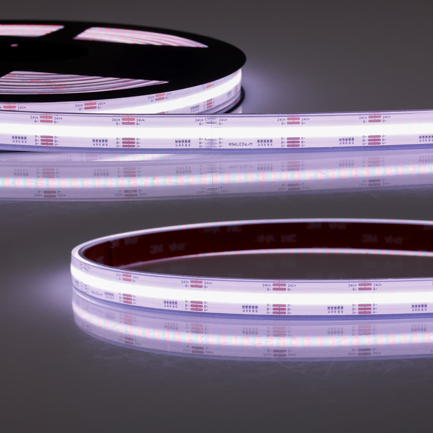 LED Aqua COB RGB+2700K Linear Flexband, 24V DC, 20W, IP68, 5m Rolle, 896 LED/m