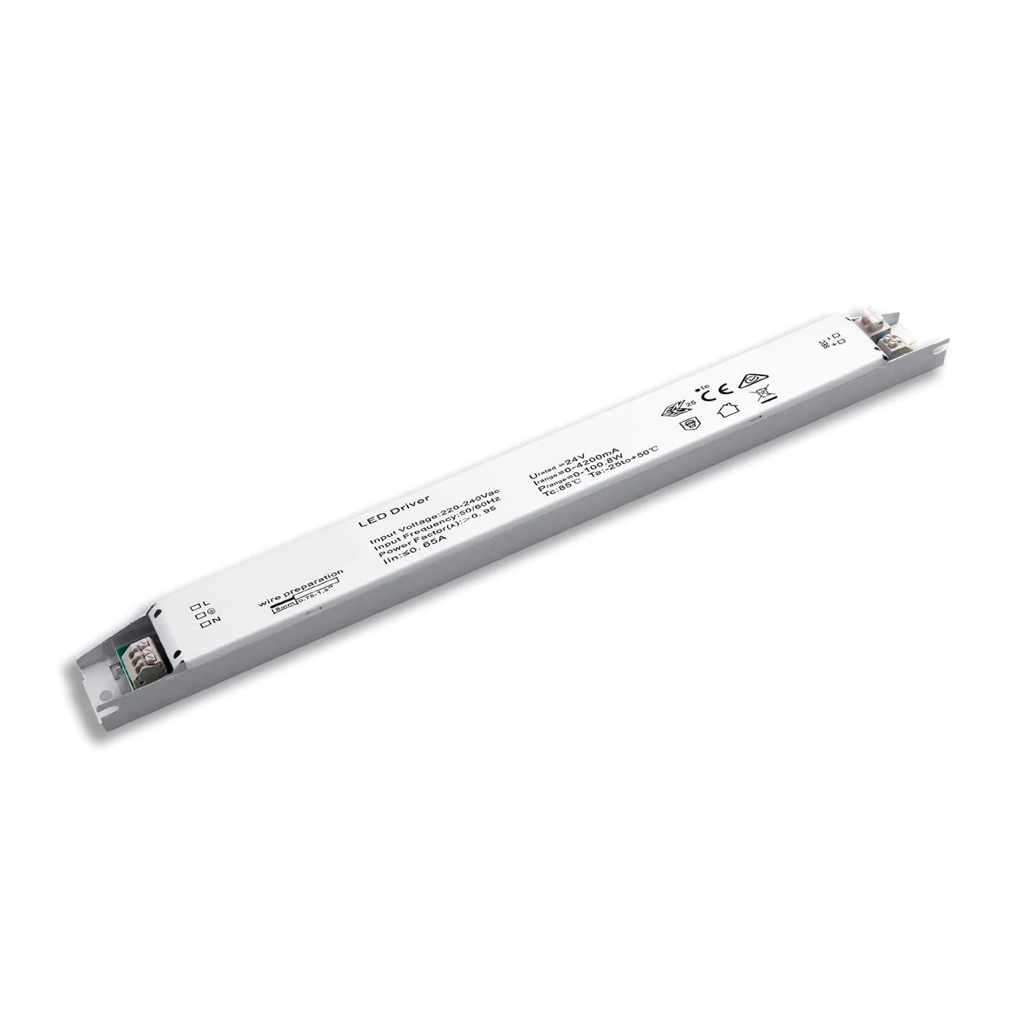 LED Leuchten-Trafo 24V/DC, 0-100W, SELV, flach, schmal