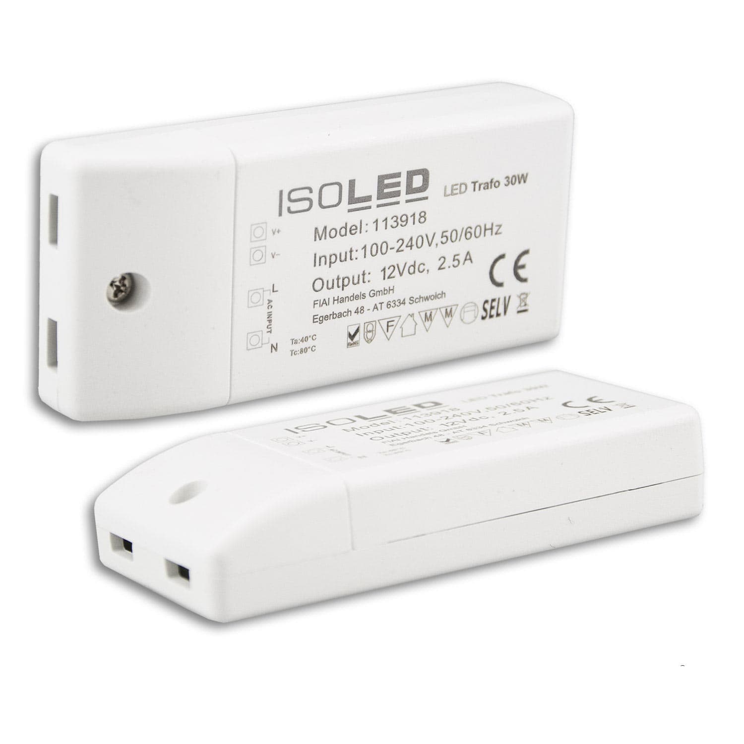 LED Trafo 12V/DC, 0-30W, kompakt, SELV