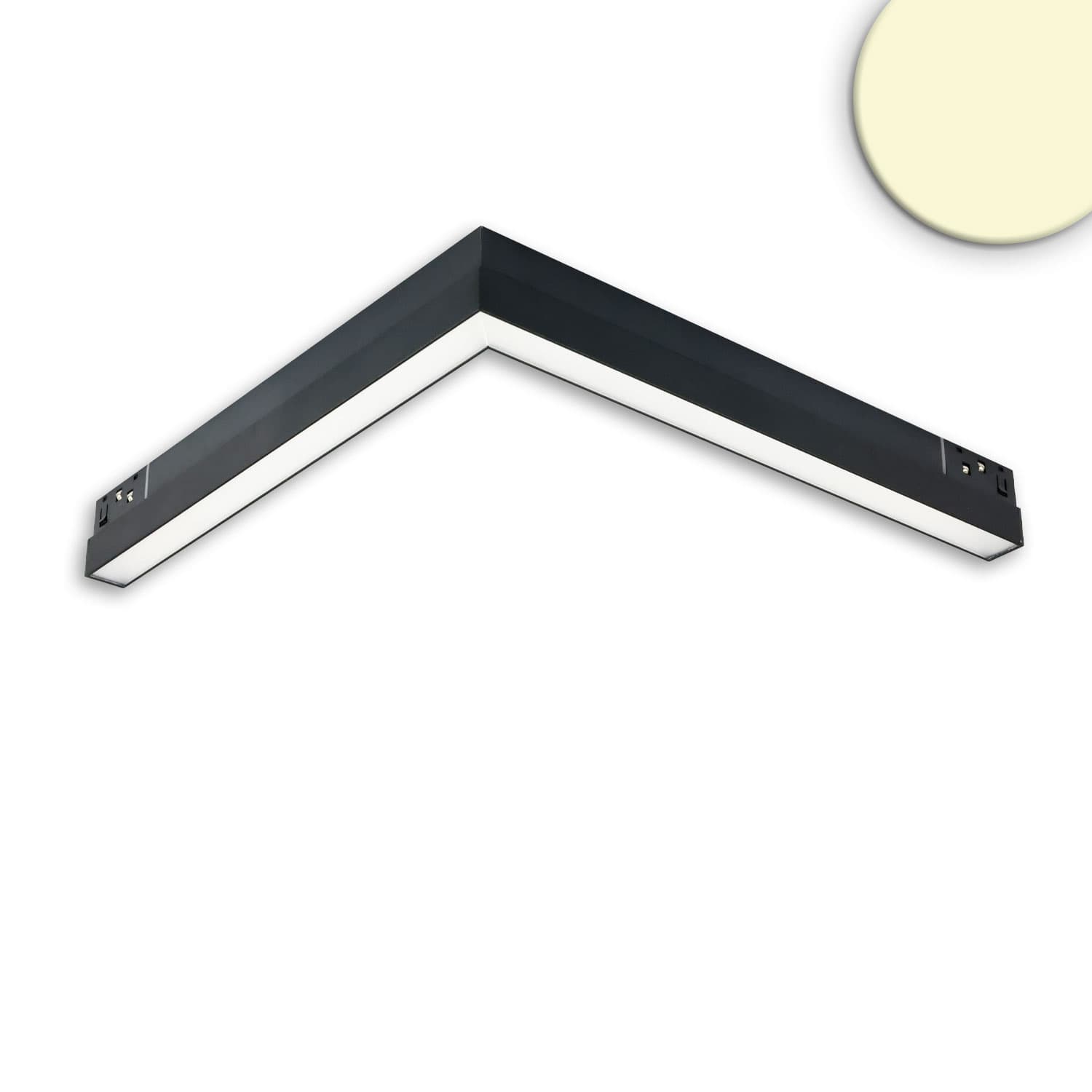 Track48 Eckleuchte horizontal schwarz, 20W, 120°, 48V DC, 3000K,CRI90, Line+, DALI dimmbar