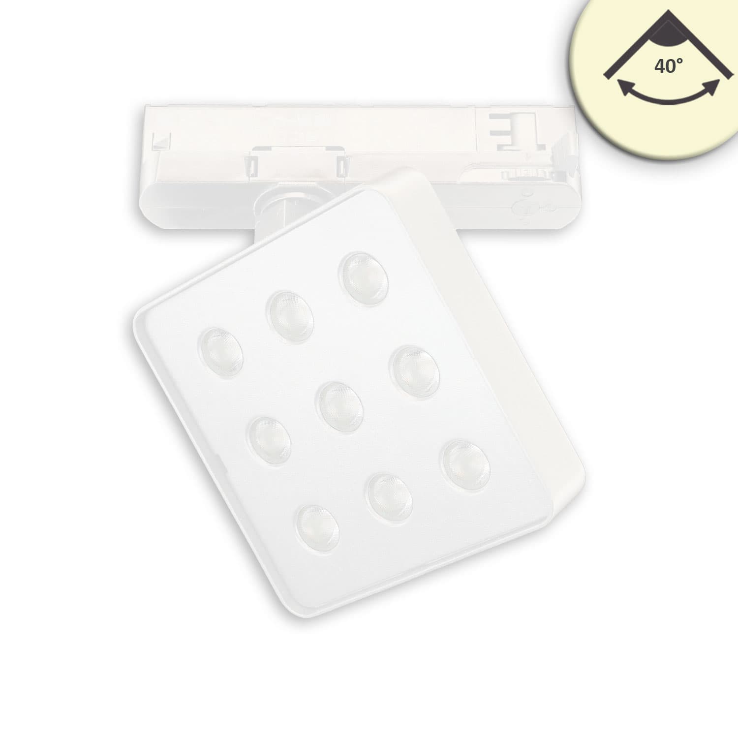 3-Phasen Schienenstrahler MATRIX, 20W, 40°, weiß, 3000K, UGR<19, DALI dimmbar